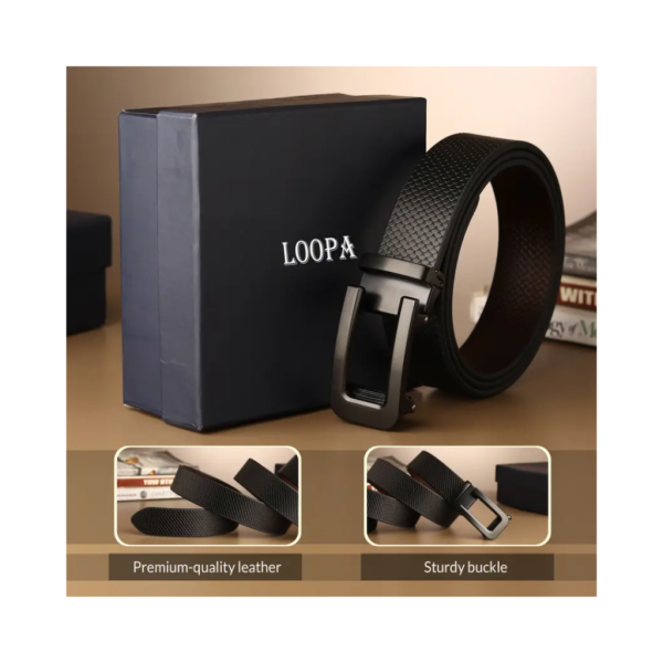 Men Formal Black Genuine Leather Belt